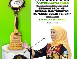 Raih Penghargaan Kontributor Koperasi Besar Terbaik, Gubernur Khofifah: 28.534 Kopersi di Jatim Gerakkan Ekonomi Kerakyatan