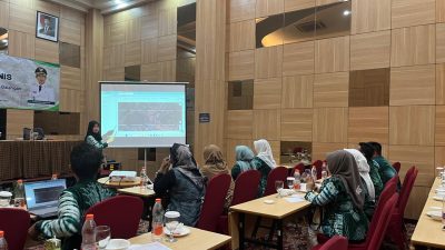 Kepala Bidang Penyediaan, Pengembangan Prasarana dan Penyuluhan Pertanian DKP3 Balangan, Yulianti saat memaparkan mengenai aplikasi SI-PELITA (foto: MC Dumai)