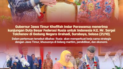 Gubernur Khofifah Terima Dubes Rusia, Bahas Peluang Kerjasama Sektor Maritim dan Pendidikan di Jawa Timur