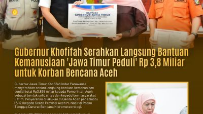 Gubernur Khofifah Lepas Bantuan Kemanusiaan Jatim untuk Aceh Senilai Rp 3,895 Miliar