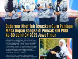 Gubernur Khofifah Hadiri Puncak Peringatan HUT PGRI ke-80 dan HGN 2025 Jatim, Tegaskan Peran Guru Sebagai Pembentuk Karakter Generasi Masa Depan