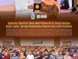 Gubernur Khofifah–Kajati Jatim Teken MoU Pidana Kerja Sosial, Dorong Paradigma Pemidanaan Korektif dan Restoratif
