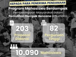 203 Mahasiswa Ditunjuk Menerima Dana Program Pemulihan Bencana di Sumatra
