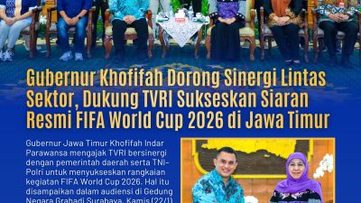 Gubernur Khofifah Dorong Sinergi Lintas Sektor, Dukung TVRI Sukseskan Siaran Resmi FIFA World Cup 2026 di Jawa Timur