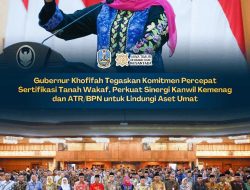 Gubernur Khofifah Tegaskan Komitmen Percepat Sertifikasi Tanah Wakaf, Perkuat Sinergi Kanwil Kemenag dan ATR/BPN untuk Lindungi Aset Umat