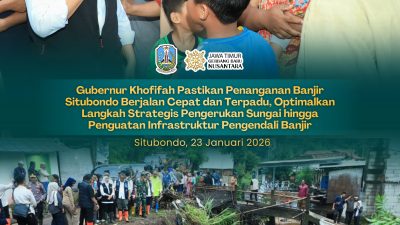 Gubernur Khofifah Pastikan Penanganan Banjir di Situbondo Cepat dan Terpadu, Optimalkan Langkah Strategis Pengerukan Sungai hingga Penguatan Infrastruktur Pengendali Banjir
