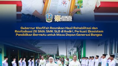 Gubernur Khofifah Resmikan Hasil Rehabilitasi dan Revitalisasi 26 SMA/SMK/SLB di Kediri, Perkuat Ekosistem Pendidikan Bermutu untuk Masa Depan Generasi Bangsa