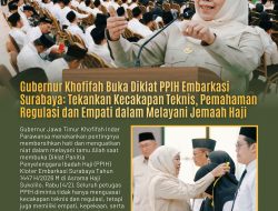 Gubernur Khofifah Buka Diklat PPIH Embarkasi Surabaya, Tekankan Kecakapan Teknis, Pemahaman Regulasi Serta Empati Layani Jemaah Haji