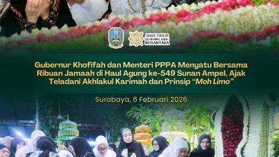 Hadiri Haul Agung ke-549 Sunan Ampel, Gubernur Khofifah dan Menteri PPPA Ajak Teladani Akhlakul Karimah dan Prinsip “Moh Limo”