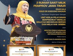 Dua RSUD Pemprov Jatim Raih Predikat Wilayah Birokrasi Bersih dan Melayani 2025, Gubernur Khofifah Tegaskan Komitmen Birokrasi Bersih
