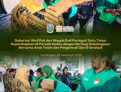 Setahun Kepemimpinan, Khofifah dan Emil Santuni Anak Yatim serta Ojol di Grahadi
