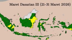 Sebagian Besar Wilayah RI Berpotensi Hujan hingga Akhir Maret 2026