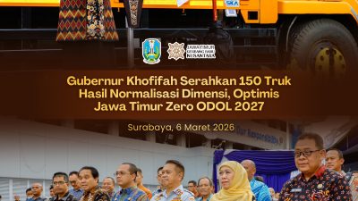 Gubernur Khofifah Optimistis Target Zero ODOL 2027 Tercapai, Serahkan Truk yang Telah Dinormalisasi Dimensinya