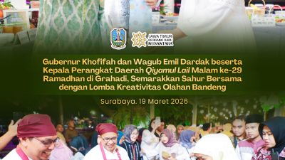 Gubernur Khofifah dan Wagub Emil Dardak beserta Kepala Perangkat Daerah _Qiyamul Lail_ Ramadhan di Grahadi, Semarakkan Sahur Bersama dengan Lomba Kreativitas Olahan Bandeng