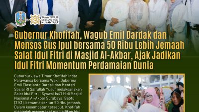 Salat Idul Fitri Bersama 50 Ribu Jemaah di Masjid Nasional Al-Akbar Surabaya, Gubernur Khofifah Ajak Jadikan Momentum Perdamaian Dunia