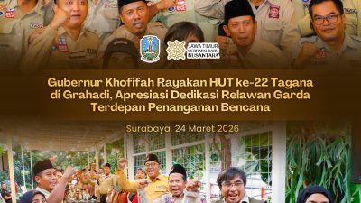 Tasyakuran HUT ke-22 Taruna Siaga Bencana di Gedung Negara Grahadi, Gubernur Khofifah Apresiasi Dedikasi Relawan