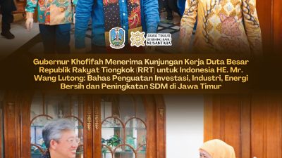 Gubernur Khofifah Terima Kunjungan Dubes RRT HE. Mr. Wang Lutong, Dorong Penguatan Investasi, Industri, Energi Bersih dan Peningkatan SDM di Jatim
