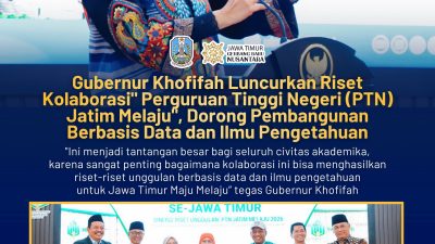 Gubernur Khofifah Luncurkan Riset Kolaborasi PTN Jatim Melaju, Dorong Pembangunan Berbasis Data dan Ilmu Pengetahuan