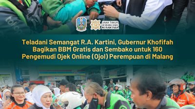 Momentum Hari Kartini, Gubernur Khofifah Salurkan BBM Gratis dan Sembako bagi Ojol Perempuan di Malang