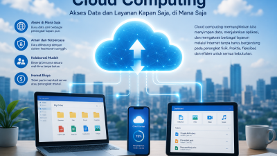 "ilustrasi cloud computing dan penyimpanan data online"