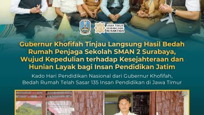 Gubernur Khofifah Tinjau Langsung Hasil Bedah Rumah Tenaga Keamanan SMAN 2 Surabaya, Wujud Kepedulian terhadap Kesejahteraan dan Hunian Layak bagi Insan Pendidikan Jatim