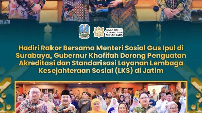 Gubernur Khofifah Bersama Mensos RI Gelar Rakor Akreditasi Lembaga Kesejahteraan Sosial di Jatim