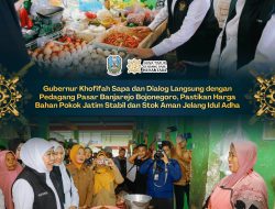 Gubernur Khofifah Sapa Pedagang Pasar Banjarejo, Pastikan Harga Bahan Pokok Stabil