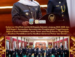 Gubernur Khofifah Lantik 65 Kepala SMA, SMK dan SLB, Dorong Lahirkan Generasi “Pintar dan Benar” untuk Menyongsong Indonesia Emas 2045