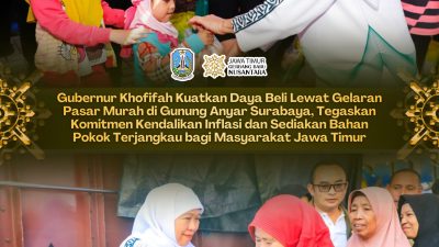 Gubernur Khofifah Kuatkan Daya Beli Lewat Pasar Murah di Gunung Anyar Surabaya, Tegaskan Komitmen Kendalikan Inflasi dan Sediakan Bahan Pokok Terjangkau bagi Masyarakat