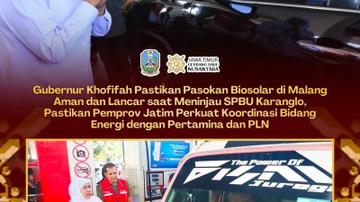 Gubernur Khofifah Pastikan Pasokan Biosolar di Jawa Timur Aman, Tinjau Langsung SPBU Karanglo Malang