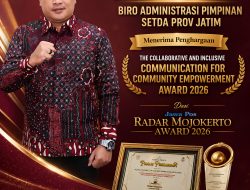Biro Adpim Jatim Raih Jawa Pos Radar Mojokerto Awards 2026, Komunikasi Publik Kolaboratif Jadi Penggerak Keterlibatan Masyarakat
