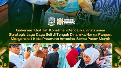 Pasar Murah Diserbu Warga Pasuruan, Gubernur Khofifah Perkuat Instrumen Pengendalian Harga dan Jaga Daya Beli