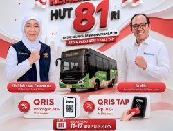 Kado Kemerdekaan, Gubernur Khofifah Hadirkan Tarif Trans Jatim Rp81 via QRIS TAP dan Diskon 81 Persen Selama Sepekan