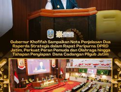 Gubernur Khofifah Sampaikan Nota Penjelasan Dua Raperda Strategis di DPRD Jatim, Perkuat Peran Pemuda dan Olahraga hingga Siapkan Dana Cadangan Pilgub Jatim