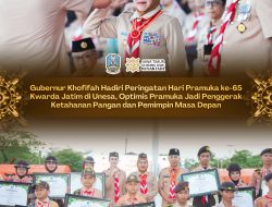 Hadiri Apel Hari Pramuka ke-65, Khofifah Optimistis Pramuka Jadi Penggerak Ketahanan Pangan