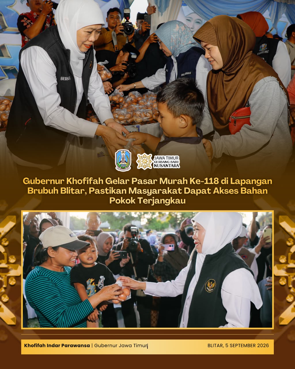 Pasar Murah ke-118 di Blitar, Khofifah Pastikan Bahan Pokok Terjangkau untuk Masyarakat