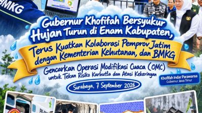 Pemprov Jatim, Kemenhut dan BMKG Lakukan Modifikasi Cuaca, Hujan Mulai Turun di Enam Kabupaten