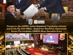 Pemprov dan DPRD Jatim Sepakati Tambahan Modal Jamkrida Rp100 Miliar, Gubernur Khofifah Optimistis Akses Permodalan UMKM Akan Semakin Kuat