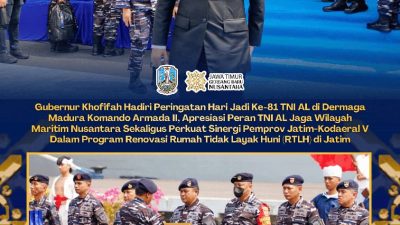 Gubernur Khofifah Hadiri Peringatan Hari Jadi Ke-81 TNI AL: Apresiasi Peran TNI AL Jaga Nusantara Wujudkan Indonesia Berdaulat, Adil dan Makmur