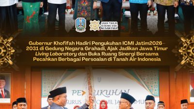 Gubernur Khofifah Hadiri Pengukuhan ICMI Jatim 2026 – 2031 di Gedung Negara Grahadi, Ajak Jadikan Jawa Timur Living Laboratory dan Buka Ruang Sinergi Bersama