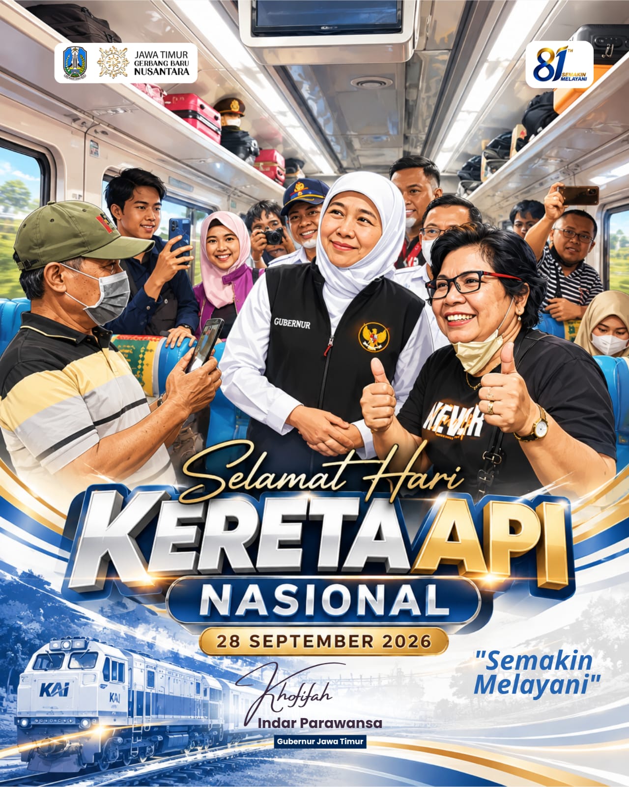 Peringati Hari Kereta Api Nasional, Khofifah Dorong Penguatan Keselamatan dan Kualitas Layanan