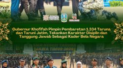 Gubernur Khofifah Pimpin Pembaretan 1.334 Taruna-Taruni Jatim, Tekankan Karakter Displin dan Tanggungjawab sebagai Kader Bela Negara