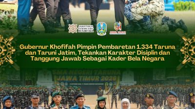 Gubernur Khofifah Pimpin Pembaretan 1.334 Taruna-Taruni Jatim, Tekankan Karakter Displin dan Tanggungjawab sebagai Kader Bela Negara