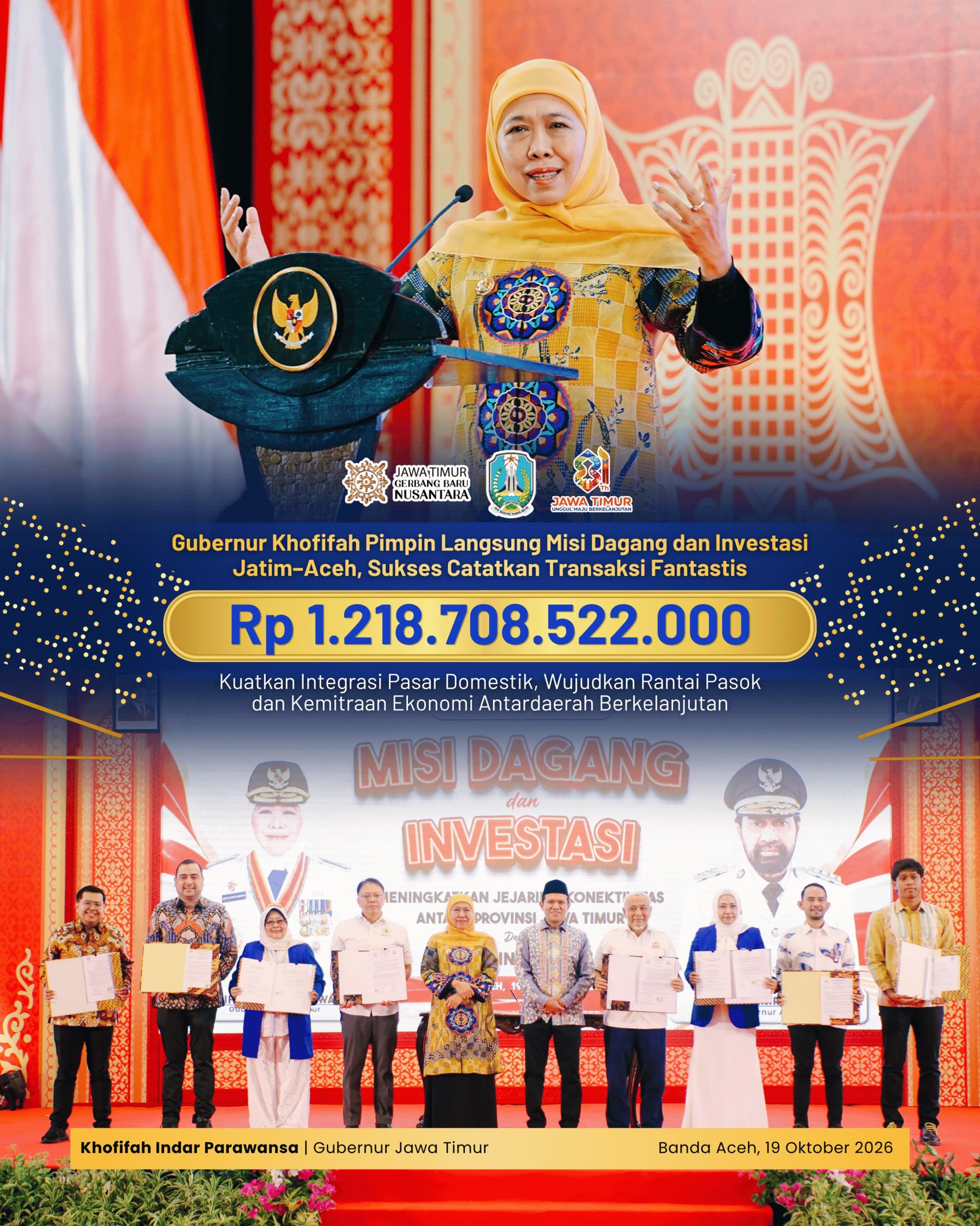 Khofifah Pimpin Misi Dagang Jatim-Aceh, Potensi Transaksi Tembus Rp1,218 Triliun