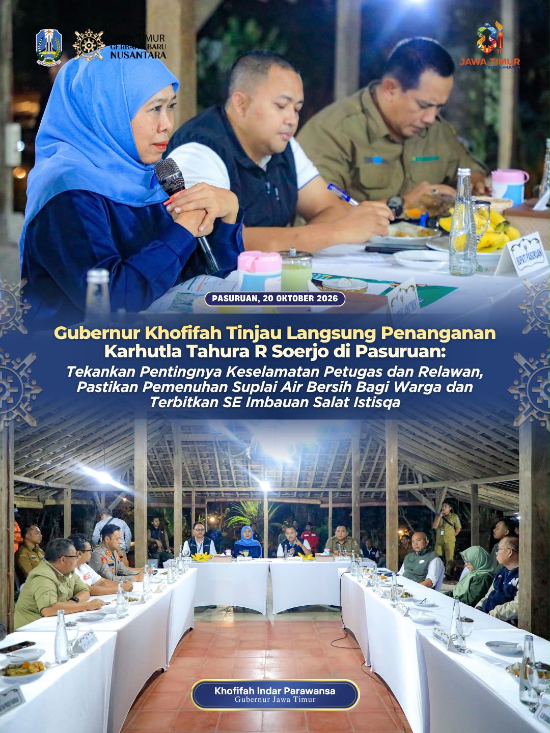 Karhutla Tahura R Soerjo, Khofifah Pastikan Keselamatan Petugas dan Ketersediaan Air Bersih bagi Warga